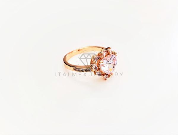 Anillo Dama de Lujo - 103348 - Diseño Corazon Biselado CZ Clara Oro Laminado 18K