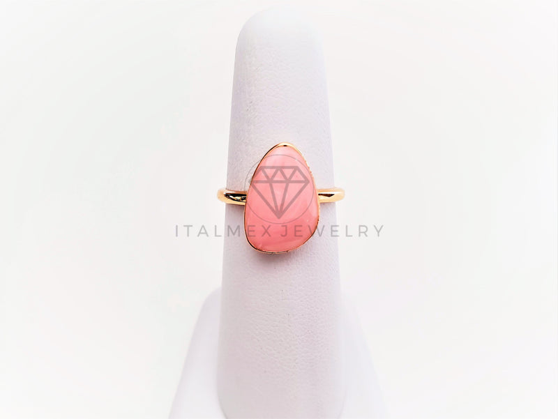 Anillo Dama de Lujo - 103372 - Diseño Resina Rosa Pastel Oro Laminado 18K