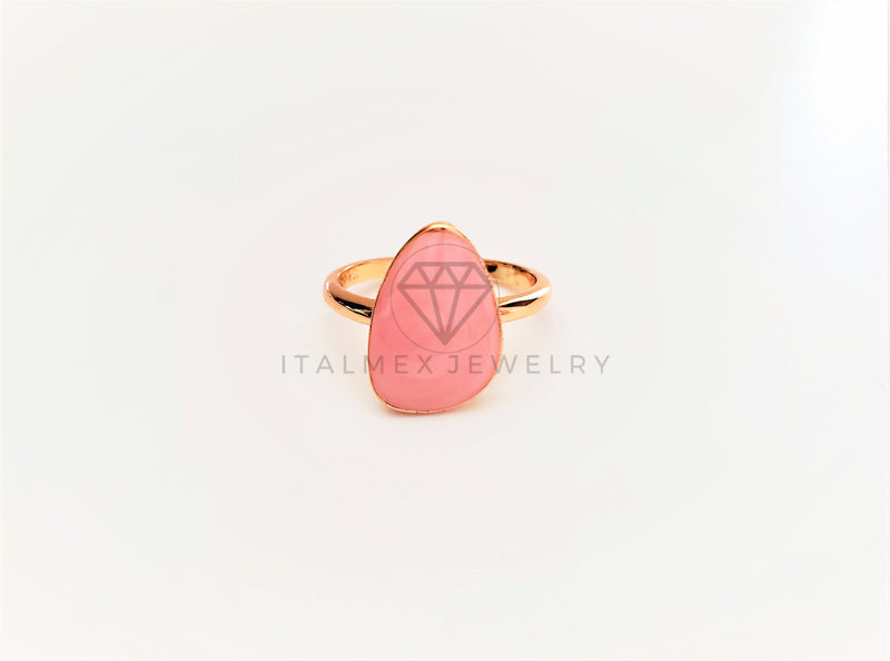Anillo Dama de Lujo - 103372 - Diseño Resina Rosa Pastel Oro Laminado 18K