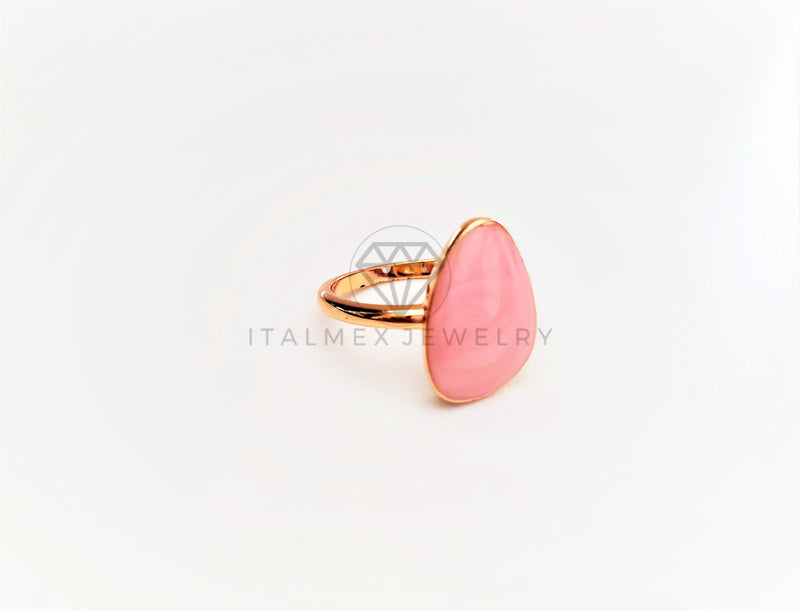 Anillo Dama de Lujo - 103372 - Diseño Resina Rosa Pastel Oro Laminado 18K