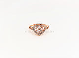 Anillo Dama de Lujo - 103374 - Diseño Corazon CZ Baguette Clara Oro Laminado 18K