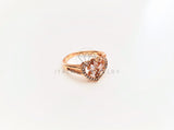 Anillo Dama de Lujo - 103374 - Diseño Corazon CZ Baguette Clara Oro Laminado 18K