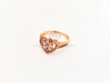 Anillo Dama de Lujo - 103374 - Diseño Corazon CZ Baguette Clara Oro Laminado 18K