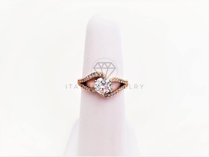 Anillo Dama de Lujo - 103375 - Diseño Solitario Canal CZ Clara Oro Laminado 18K