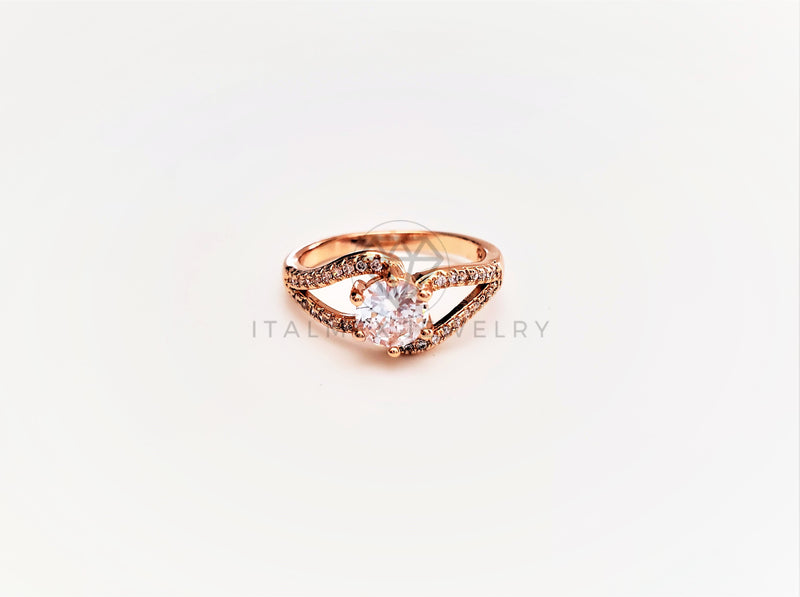 Anillo Dama de Lujo - 103375 - Diseño Solitario Canal CZ Clara Oro Laminado 18K