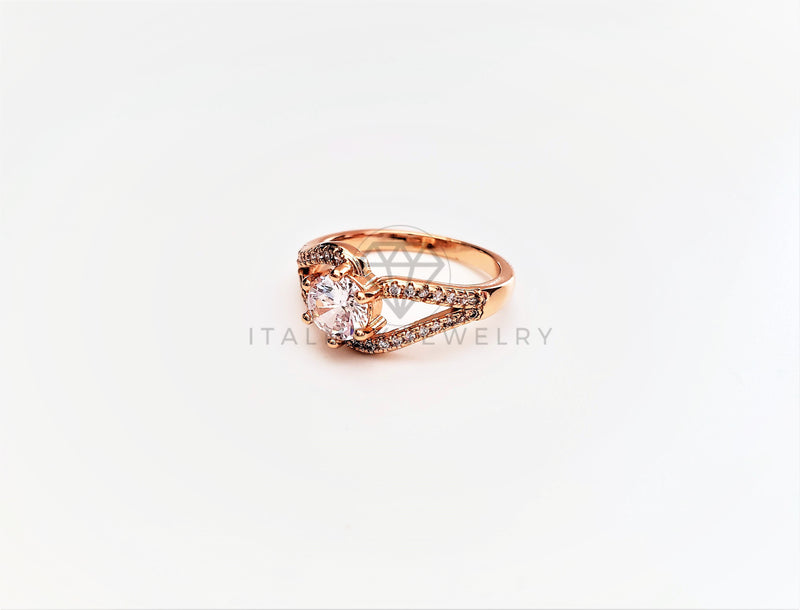Anillo Dama de Lujo - 103375 - Diseño Solitario Canal CZ Clara Oro Laminado 18K