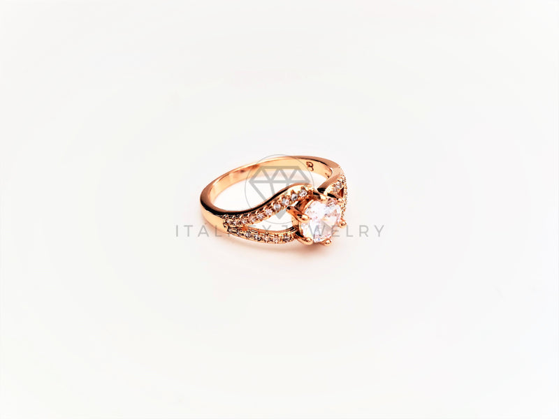 Anillo Dama de Lujo - 103375 - Diseño Solitario Canal CZ Clara Oro Laminado 18K