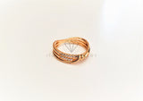 Anillo Dama de Lujo - 103377 - Diseño Triple Alambre CZ Clara Oro Laminado 18K