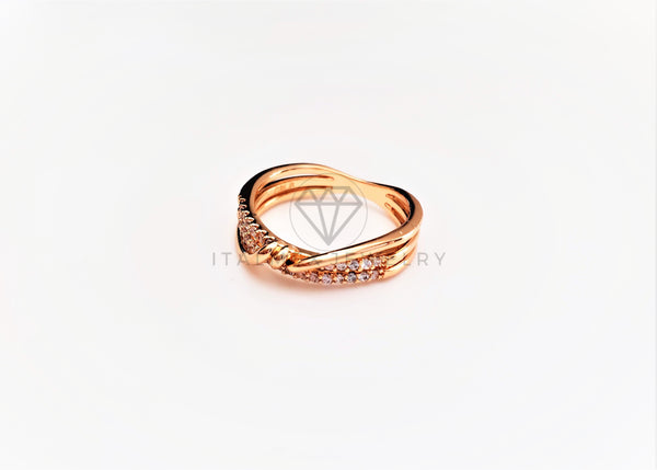 Anillo Dama de Lujo - 103377 - Diseño Triple Alambre CZ Clara Oro Laminado 18K