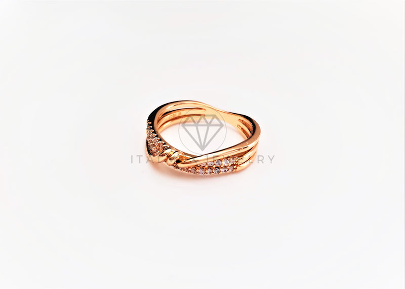 Anillo Dama de Lujo - 103377 - Diseño Triple Alambre CZ Clara Oro Laminado 18K