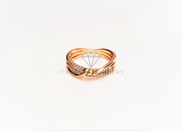 Anillo Dama de Lujo - 103377 - Diseño Triple Alambre CZ Clara Oro Laminado 18K