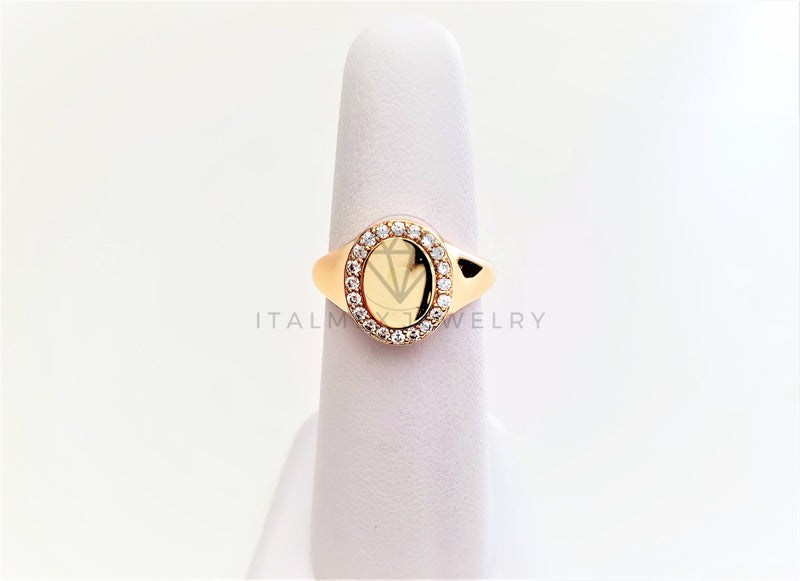 Anillo Dama de Lujo - 103386 - Diseño Placa Lisa CZ Clara Oro Laminado 18K