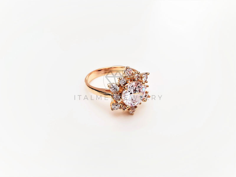 Anillo Dama de Lujo - 103399 - Diseño Girasol CZ Clara Oro Laminado 18K