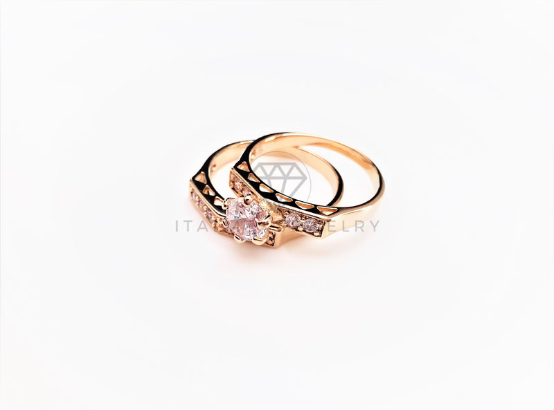 Anillo Dama de Lujo - 103401 - Diseño Alianza Matrimonio CZ Clara Oro Laminado 18K