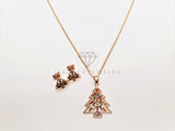 Juego de Lujo - 103415 - Diseño Arbol de Navidad CZ Colores Oro Laminado 18K