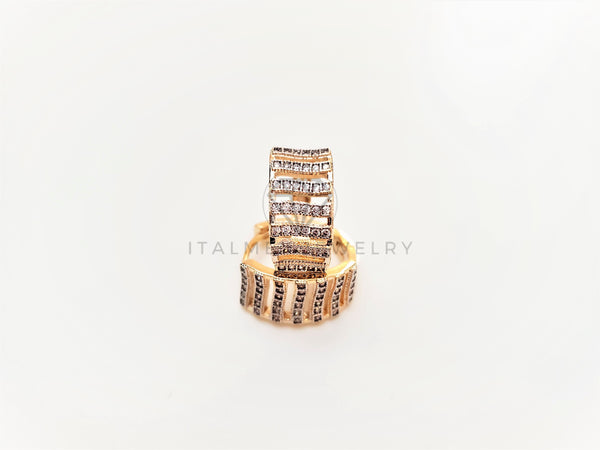 Huggie de Lujo - 103428 - Diseño Clasico y CZ Clara Oro Laminado 18K