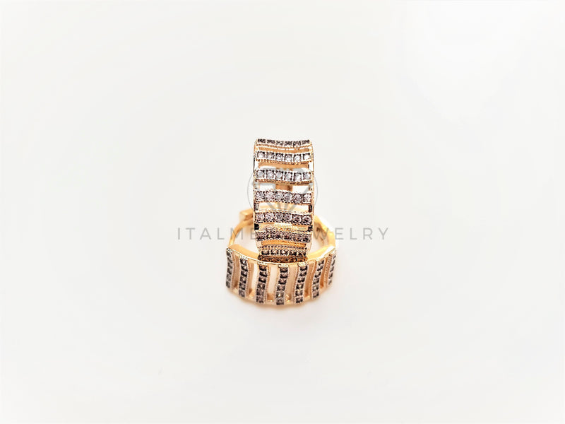 Huggie de Lujo - 103428 - Diseño Clasico y CZ Clara Oro Laminado 18K