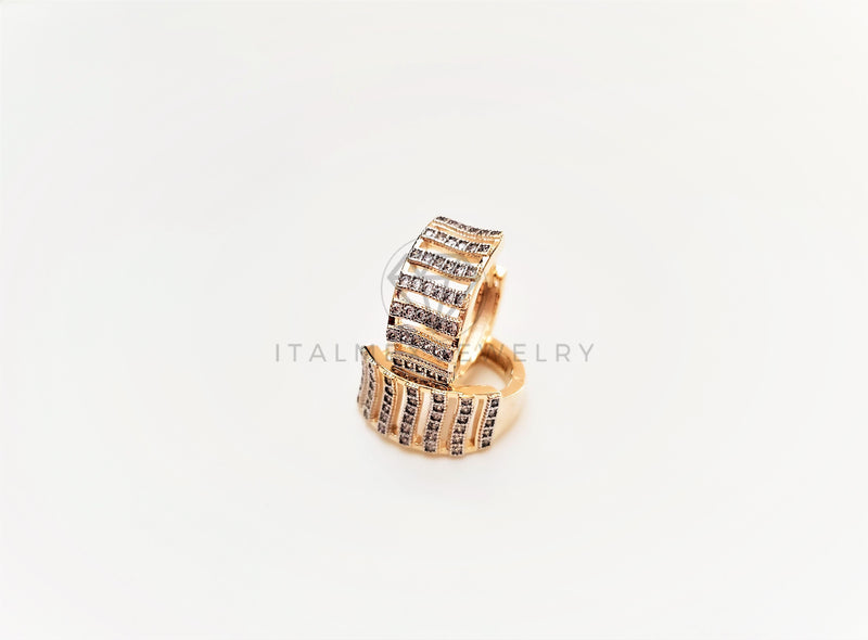 Huggie de Lujo - 103428 - Diseño Clasico y CZ Clara Oro Laminado 18K