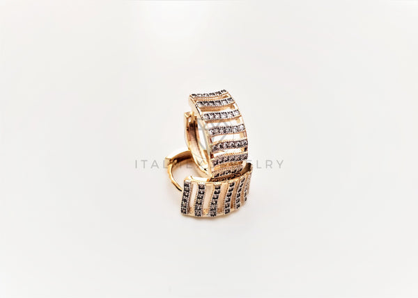 Huggie de Lujo - 103428 - Diseño Clasico y CZ Clara Oro Laminado 18K
