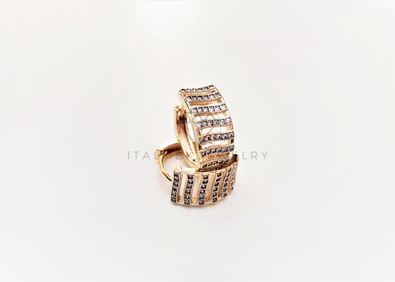 Huggie de Lujo - 103428 - Diseño Clasico y CZ Clara Oro Laminado 18K