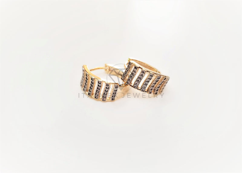 Huggie de Lujo - 103428 - Diseño Clasico y CZ Clara Oro Laminado 18K