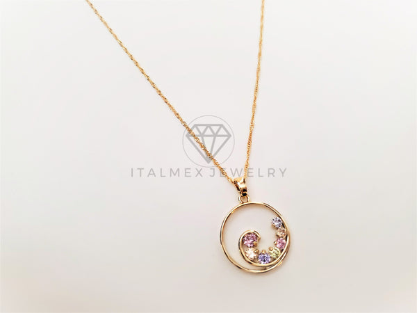 Collar Elegante - 103431 - Collar Espiral con CZ Colores Oro Laminado 18K