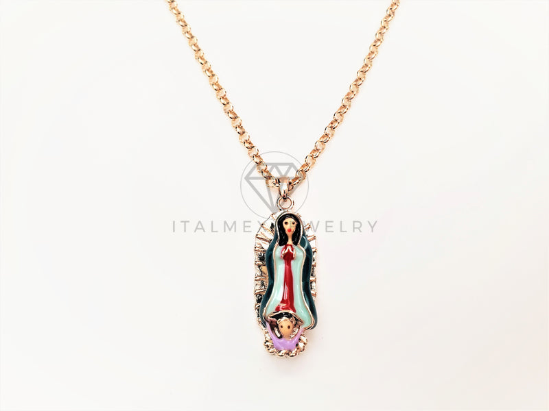 Collar Elegante - 103433 - Collar Virgen de Guadalupe Colores Oro Laminado 18K
