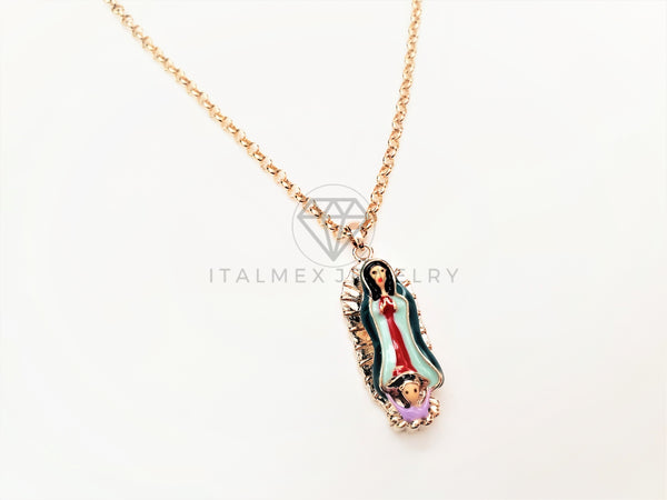 Collar Elegante - 103433 - Collar Virgen de Guadalupe Colores Oro Laminado 18K