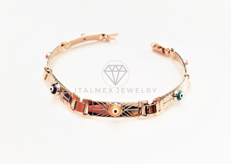 Pulsera de Lujo - 103441 - Esclava con Ojo Turco Colores Oro Laminado 18K