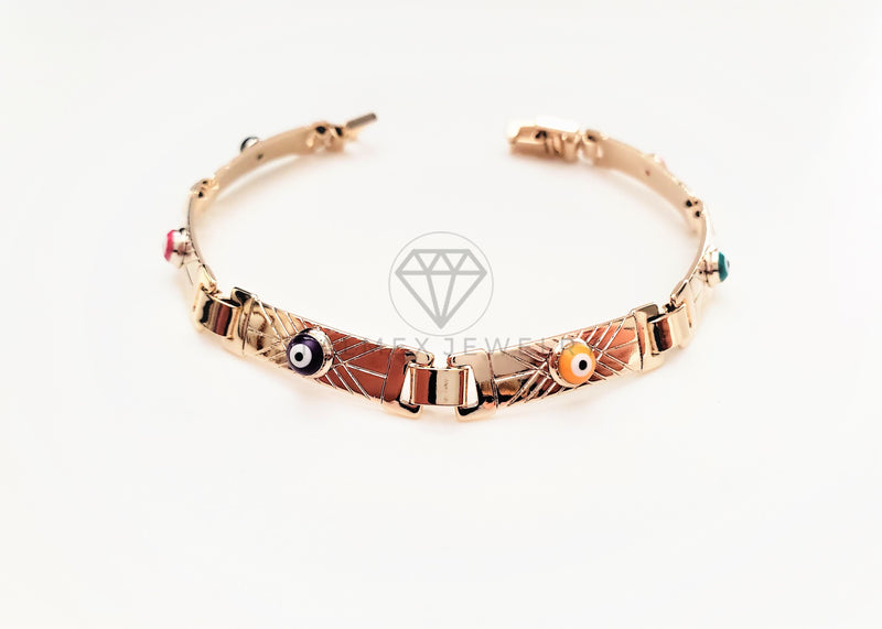 Pulsera de Lujo - 103441 - Esclava con Ojo Turco Colores Oro Laminado 18K