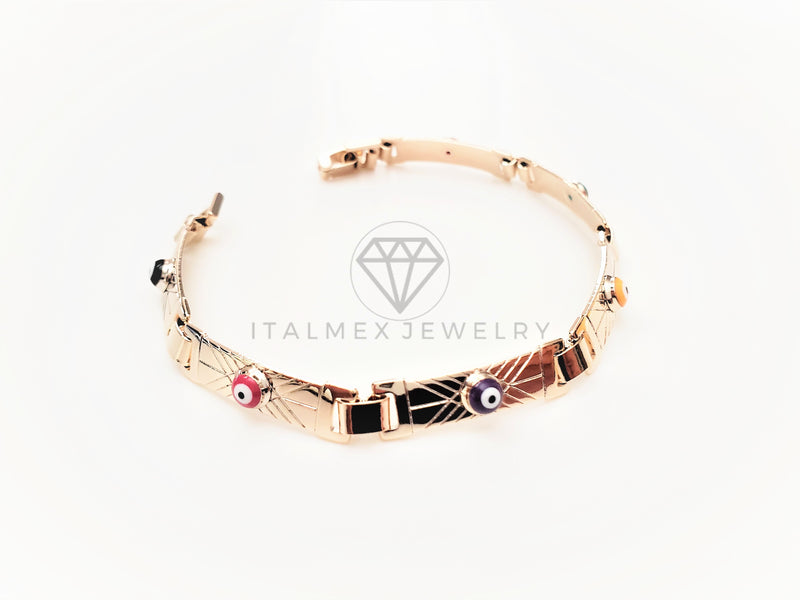 Pulsera de Lujo - 103441 - Esclava con Ojo Turco Colores Oro Laminado 18K