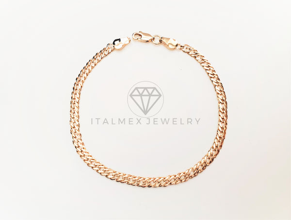 Pulsera de Lujo - 103451 - Diseño Tejido Italiano 3.5mm/7.5 Pulgadas Oro Laminado 18K