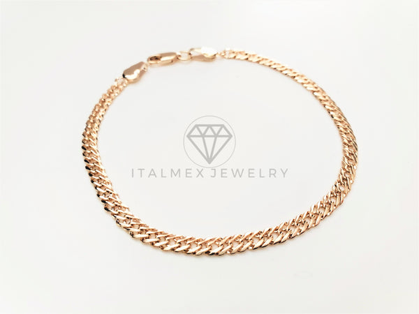 Pulsera de Lujo - 103451 - Diseño Tejido Italiano 3.5mm/7.5 Pulgadas Oro Laminado 18K
