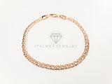 Pulsera de Lujo - 103451 - Diseño Tejido Italiano 3.5mm/7.5 Pulgadas Oro Laminado 18K
