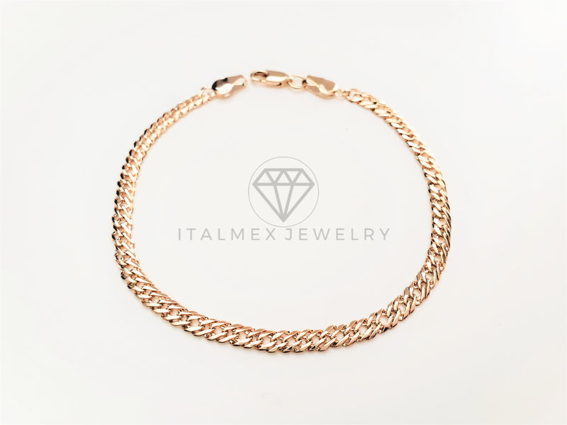 Pulsera de Lujo - 103451 - Diseño Tejido Italiano 3.5mm/7.5 Pulgadas Oro Laminado 18K