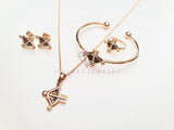 Juego de Niña - 103454 - Diseño de Arco y Flecha CZ Colores Oro Laminado 18K