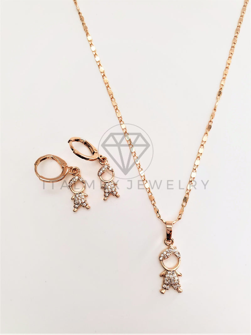 Juego de Lujo - 103461 - Diseño de Niños CZ Clara Oro Laminado 18K