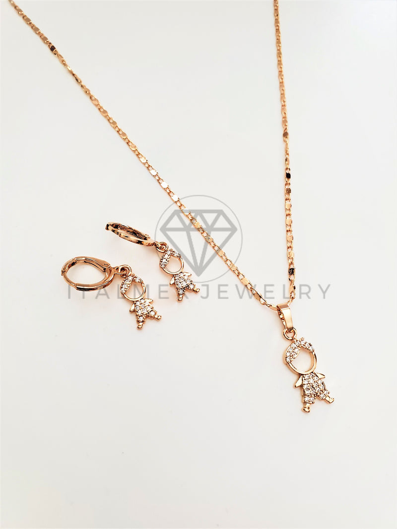 Juego de Lujo - 103461 - Diseño de Niños CZ Clara Oro Laminado 18K