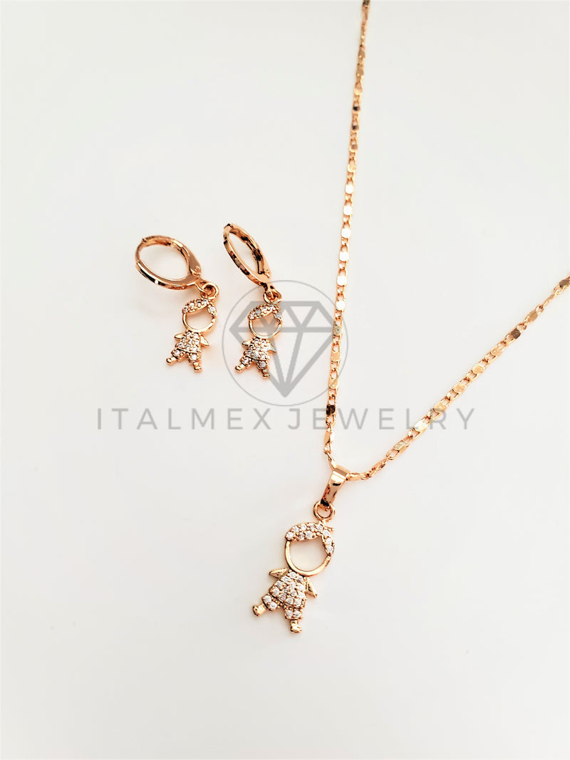 Juego de Lujo - 103461 - Diseño de Niños CZ Clara Oro Laminado 18K