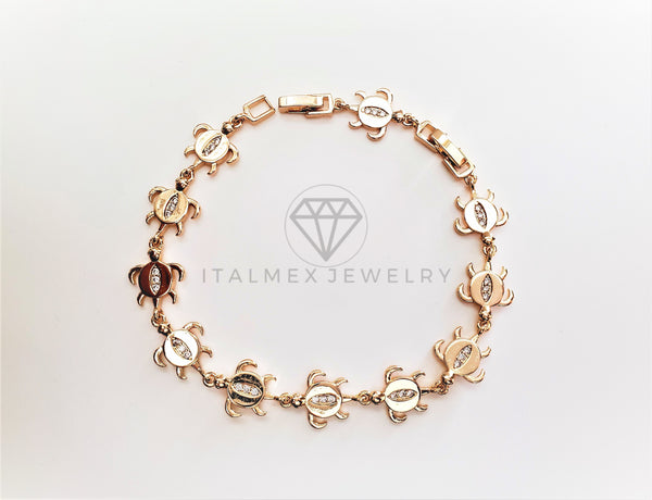 Pulsera Elegante - 103463 - Diseño de Tortugas con CZ Clara Oro Laminado 18K