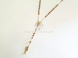 Rosario de Lujo - 103470 - Estilo Clásico con Medalla Santa Muerte Oro Laminado 18K