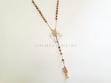 Rosario de Lujo - 103470 - Estilo Clásico con Medalla Santa Muerte Oro Laminado 18K