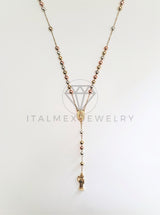 Rosario de Lujo - 103470 - Estilo Clásico con Medalla Santa Muerte Oro Laminado 18K