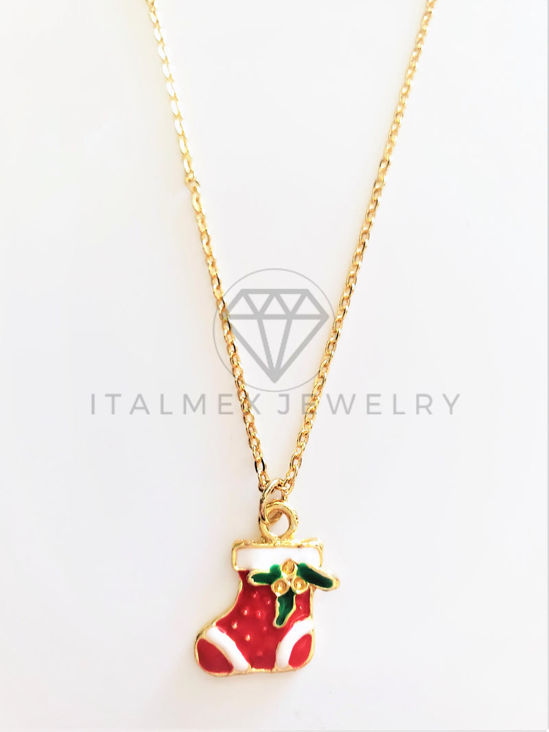 Collar Elegante - 103481 - Collar Bota Navideña Oro Laminado 18K