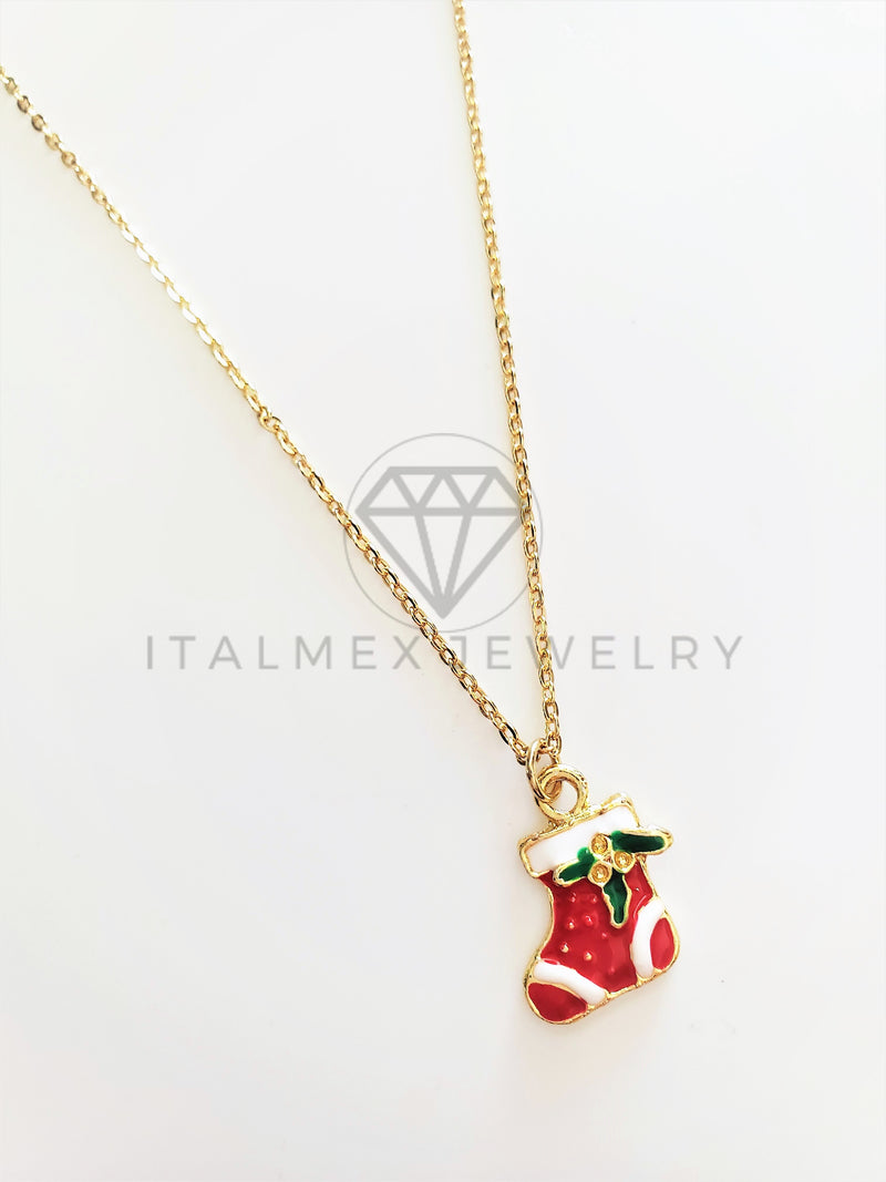 Collar Elegante - 103481 - Collar Bota Navideña Oro Laminado 18K