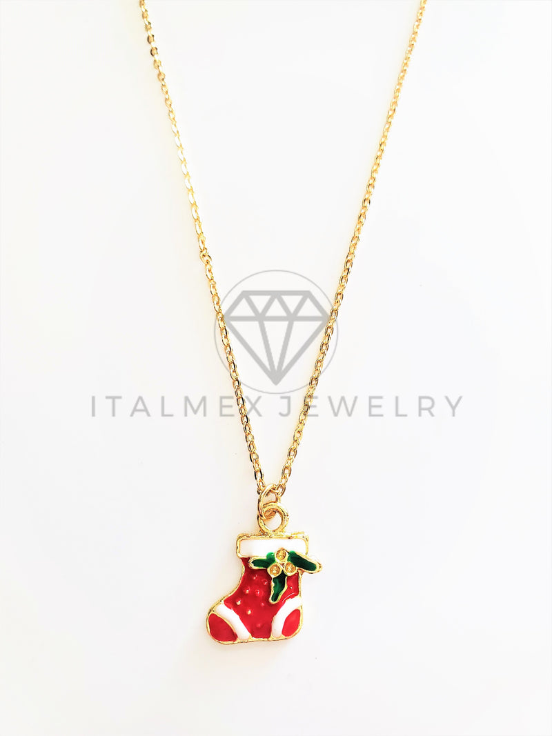 Collar Elegante - 103481 - Collar Bota Navideña Oro Laminado 18K