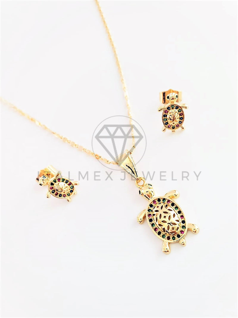 Juego de Lujo - 102917 - Diseño de Tortuga CZ Color Oro Laminado 18K