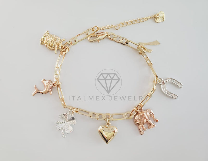 Pulsera Elegante - 102733 - Diseño de las 7 Potencias de 3 Colores Oro Laminado 18K