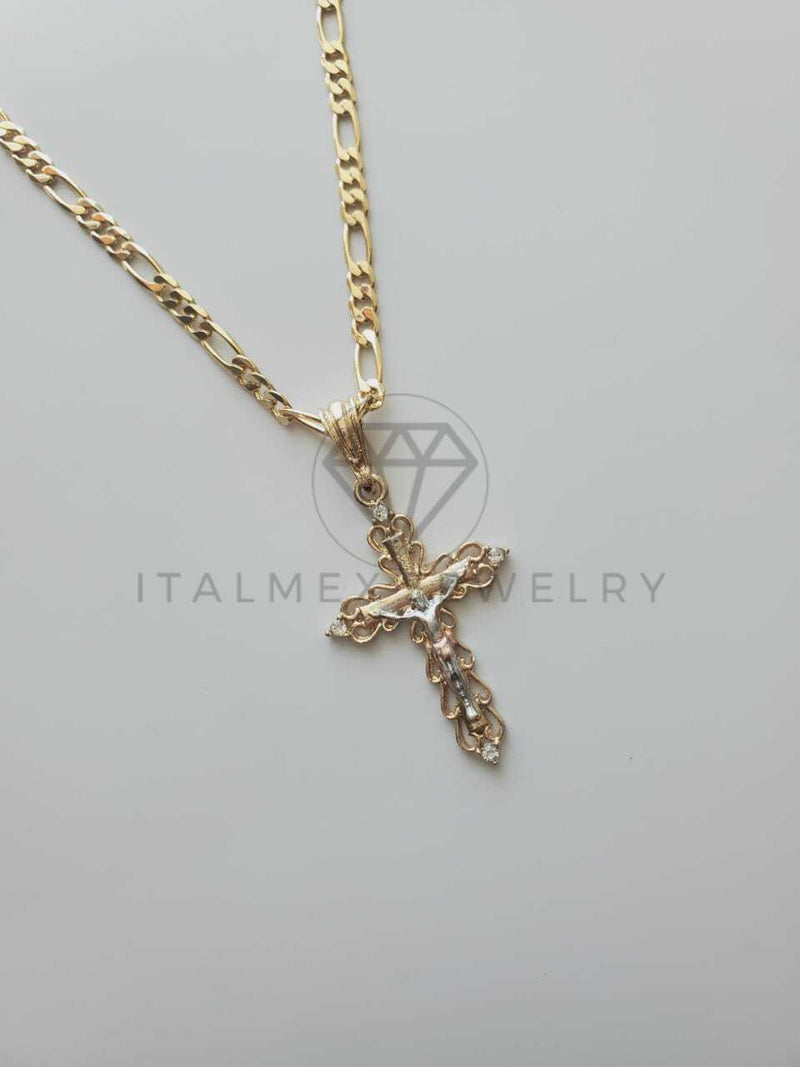 Dije Elegante - 102277 - Dije Cristo 3 Oros Tamaño Mediano Oro Laminado 18K
