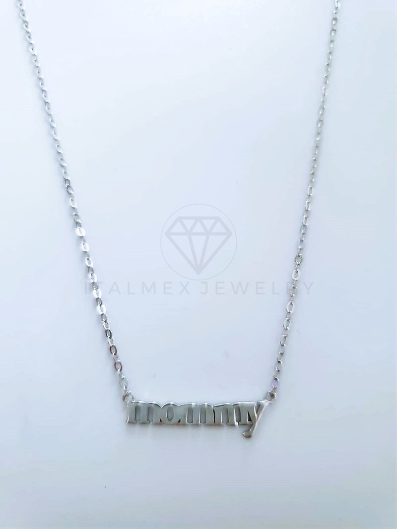 Collar de Lujo - 104125 - Estilo MOMMY Liso Plata Fina .925